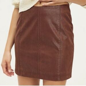 Free People Modern Femme Vegan Leather Chocolate Brown Mini Skirt | Size 2